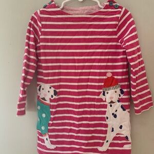 Mini Boden Girls Dress 2-3 Dalmatian Appliquéd Striped